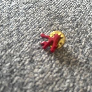 NWOT Kiton  Jacket Lapel or tie pin with Crimson Red and Gold Detail